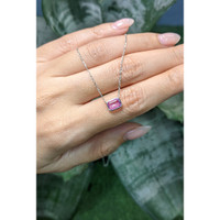 0.81 Ct. Pink Sapphire Bezel Necklace, 14K White Gold Life Style