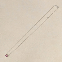 0.81 Ct. Pink Sapphire Bezel Necklace, 14K White Gold Life Style
