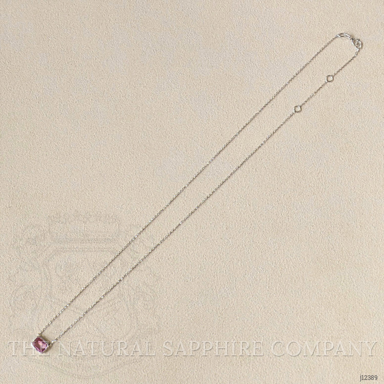 0.81 Ct. Pink Sapphire Bezel Necklace, 14K White Gold