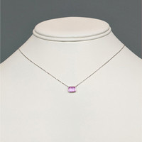 0.81 Ct. Pink Sapphire Bezel Necklace, 14K White Gold Life Style