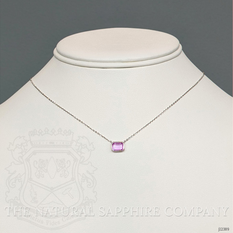 0.81 Ct. Pink Sapphire Bezel Necklace, 14K White Gold