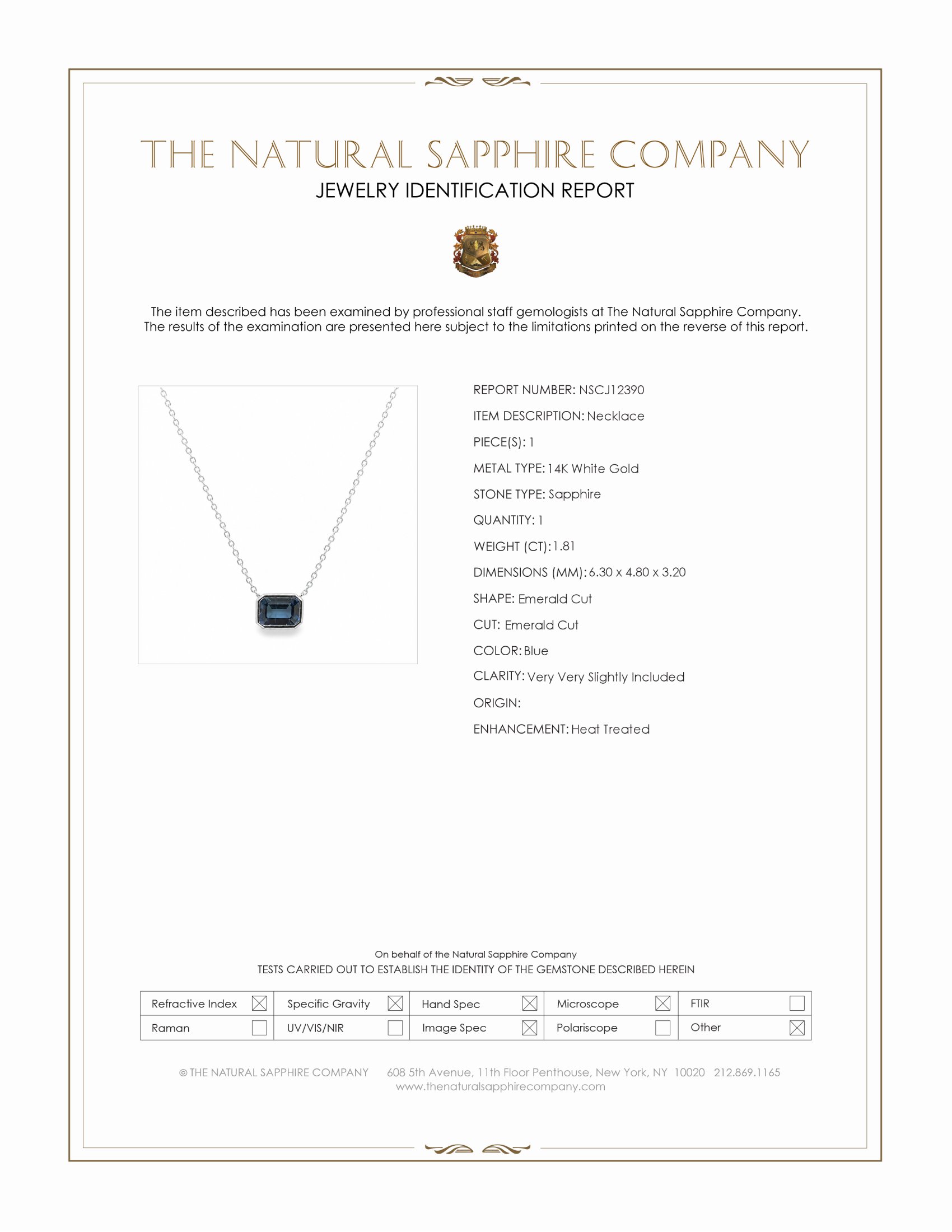 1.81 Ct. Blue Sapphire Bezel Necklace, 14K White Gold