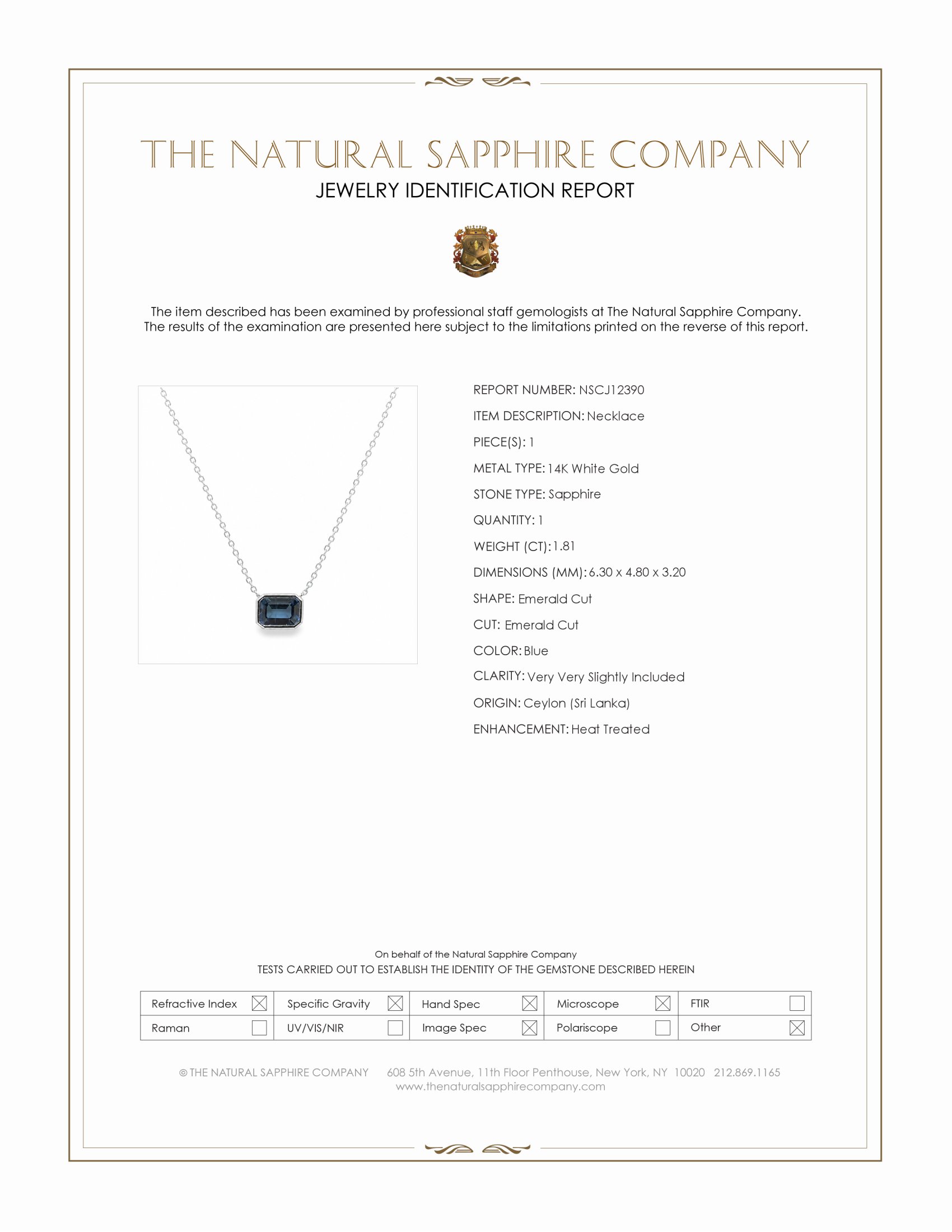 1.81 Ct. Blue Sapphire Bezel Necklace, 14K White Gold