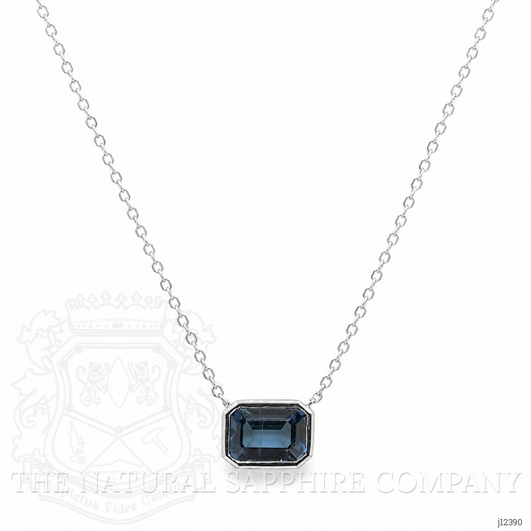 1.81 Ct. Blue Sapphire Bezel Necklace, 14K White Gold