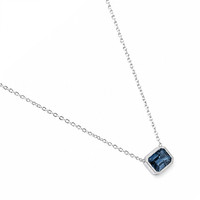 1.81 Ct. Blue Sapphire Bezel Necklace, 14K White Gold Image