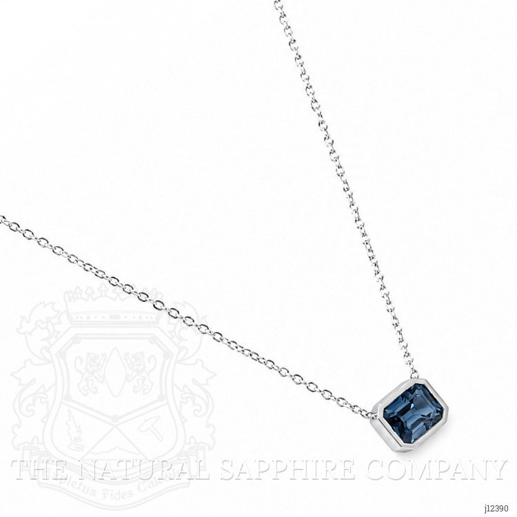 1.81 Ct. Blue Sapphire Bezel Necklace, 14K White Gold