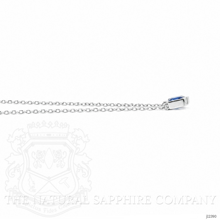1.81 Ct. Blue Sapphire Bezel Necklace, 14K White Gold