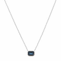 1.81 Ct. Blue Sapphire Bezel Necklace, 14K White Gold Image