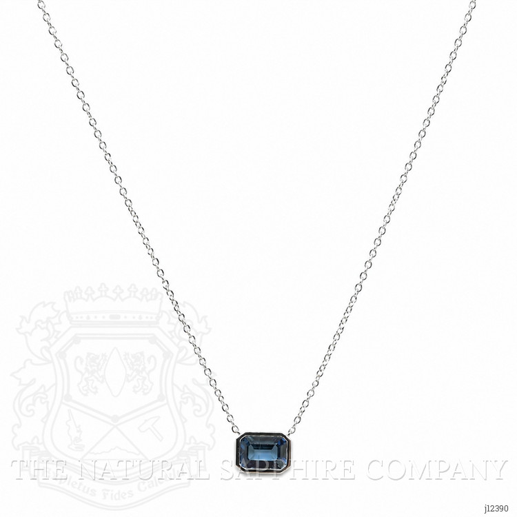 1.81 Ct. Blue Sapphire Bezel Necklace, 14K White Gold