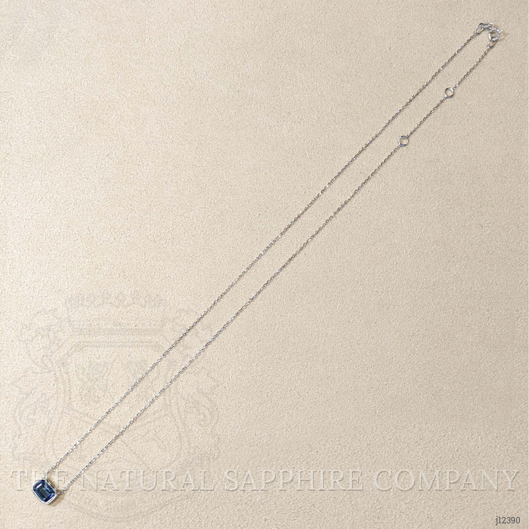 1.81 Ct. Blue Sapphire Bezel Necklace, 14K White Gold