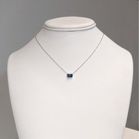 1.81 Ct. Blue Sapphire Bezel Necklace, 14K White Gold Life Style