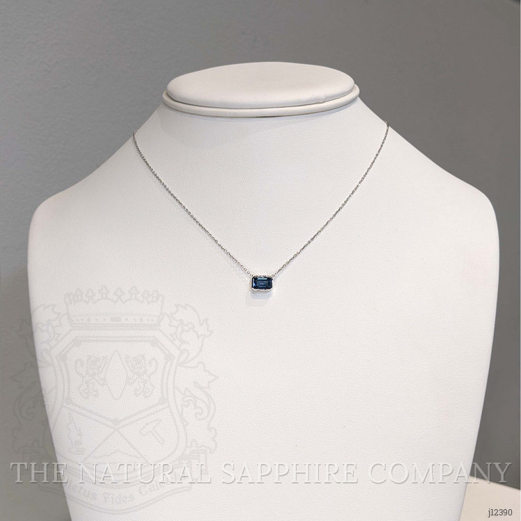1.81 Ct. Blue Sapphire Bezel Necklace, 14K White Gold