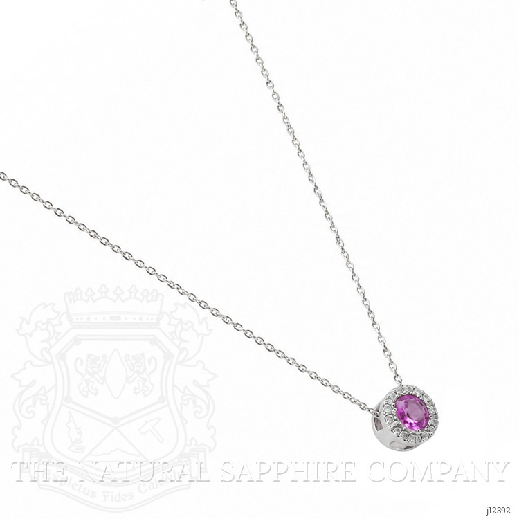 0.33 Ct. Pink Sapphire and Natural Diamond Accent Stones Necklace, 14K White Gold