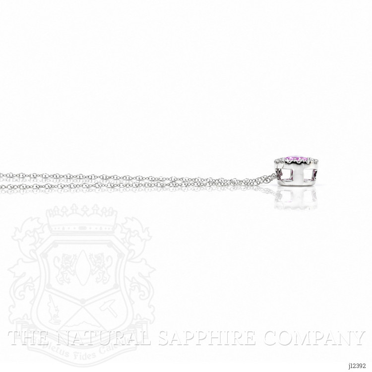 0.33 Ct. Pink Sapphire and Natural Diamond Accent Stones Necklace, 14K White Gold