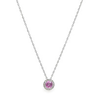 0.33 Ct. Pink Sapphire and Natural Diamond Accent Stones Necklace, 14K White Gold Image