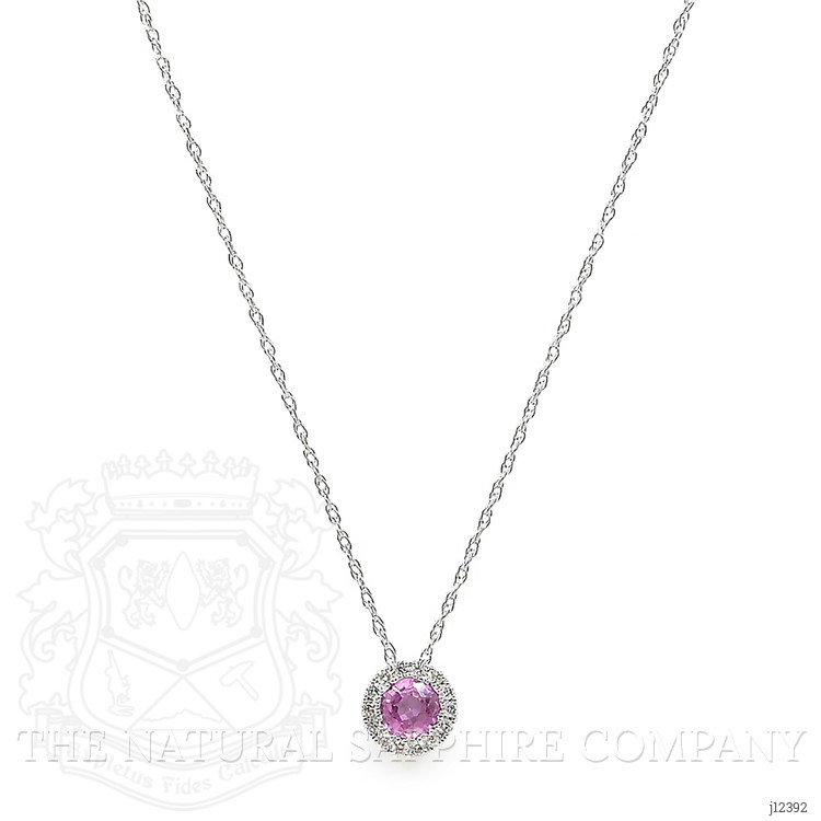 0.33 Ct. Pink Sapphire and Natural Diamond Accent Stones Necklace, 14K White Gold