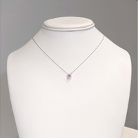 0.33 Ct. Pink Sapphire and Natural Diamond Accent Stones Necklace, 14K White Gold Life Style