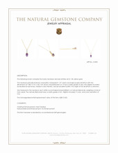 1.07 Ct. Purple Amethyst and Natural Diamond Solitaire Necklace, 14K Yellow Gold Appraisal