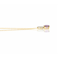 1.07 Ct. Purple Amethyst and Natural Diamond Solitaire Necklace, 14K Yellow Gold Image