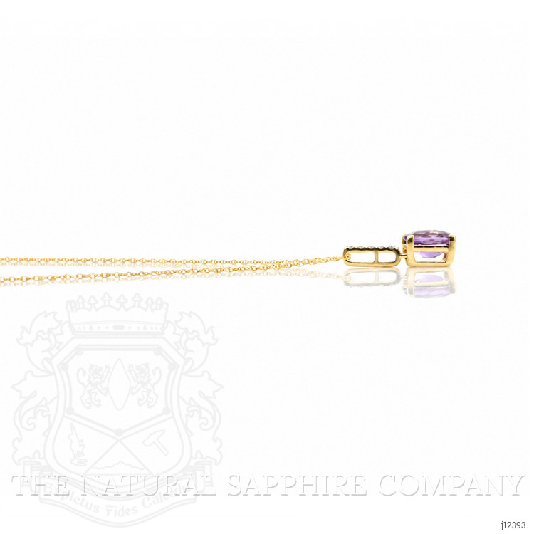 1.07 Ct. Purple Amethyst and Natural Diamond Solitaire Necklace, 14K Yellow Gold