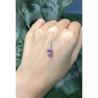 1.07 Ct. Purple Amethyst and Natural Diamond Solitaire Necklace, 14K Yellow Gold Life Style