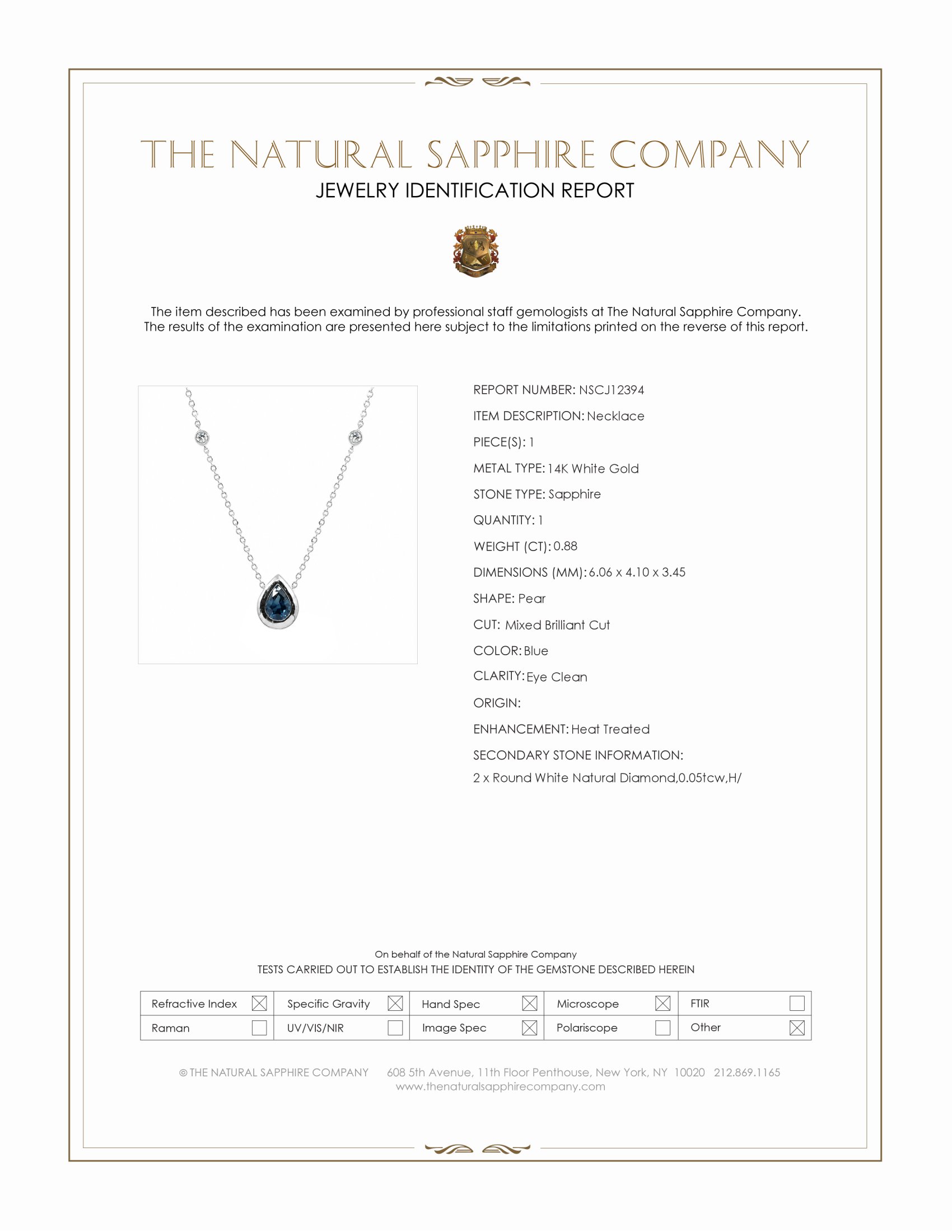 0.88 Ct. Blue Sapphire and Natural Diamond Bezel Necklace, 14K White Gold