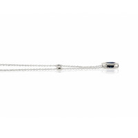 0.88 Ct. Blue Sapphire and Natural Diamond Bezel Necklace, 14K White Gold Image