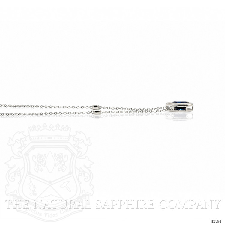 0.88 Ct. Blue Sapphire and Natural Diamond Bezel Necklace, 14K White Gold