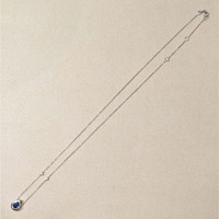 0.88 Ct. Blue Sapphire and Natural Diamond Bezel Necklace, 14K White Gold Life Style