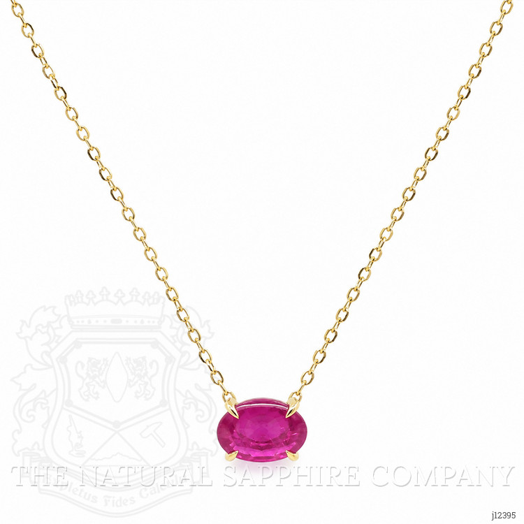 0.97 Ct. Ruby Solitaire Necklace, 14K Yellow Gold