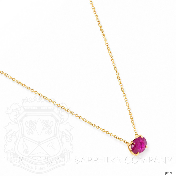 0.97 Ct. Ruby Solitaire Necklace, 14K Yellow Gold