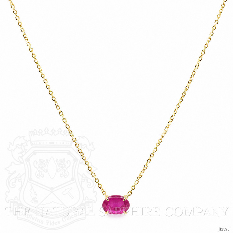0.97 Ct. Ruby Solitaire Necklace, 14K Yellow Gold