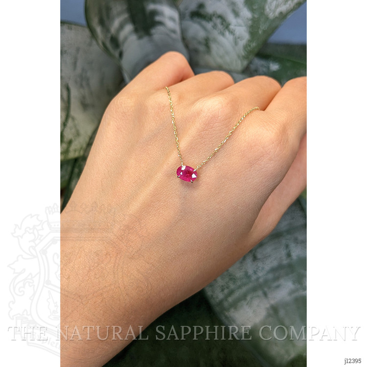 0.97 Ct. Ruby Solitaire Necklace, 14K Yellow Gold