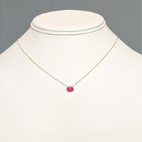 0.97 Ct. Ruby Solitaire Necklace, 14K Yellow Gold Life Style