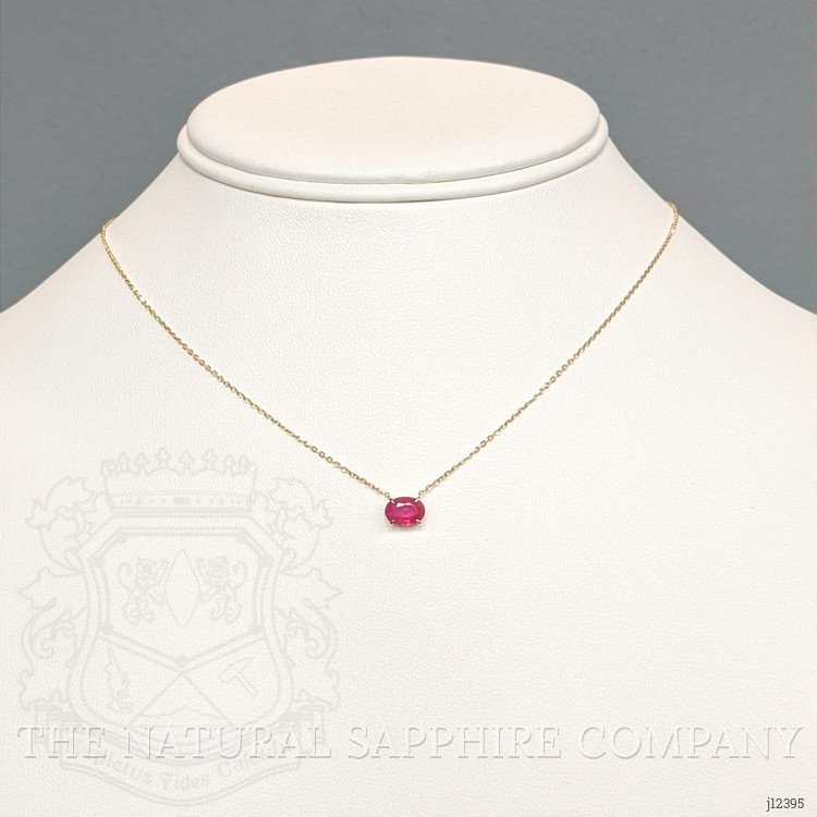0.97 Ct. Ruby Solitaire Necklace, 14K Yellow Gold
