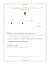 0.77 Ct. Emerald and Natural Diamond Solitaire Necklace, 14K Yellow Gold Appraisal