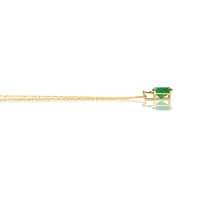 0.77 Ct. Emerald and Natural Diamond Solitaire Necklace, 14K Yellow Gold Image