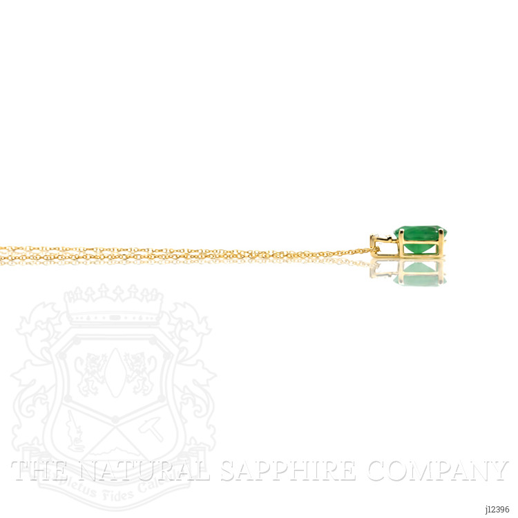 0.77 Ct. Emerald and Natural Diamond Solitaire Necklace, 14K Yellow Gold