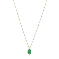 0.77 Ct. Emerald and Natural Diamond Solitaire Necklace, 14K Yellow Gold Image