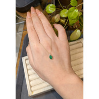 0.77 Ct. Emerald and Natural Diamond Solitaire Necklace, 14K Yellow Gold Life Style