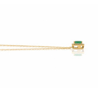 0.60 Ct. Emerald and Natural Diamond Accent Stones Necklace, 14K Yellow Gold Image