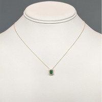 0.60 Ct. Emerald and Natural Diamond Accent Stones Necklace, 14K Yellow Gold Life Style
