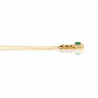 0.24 Ct. Emerald and Natural Diamond Accent Stones Necklace, 14K Yellow Gold Image