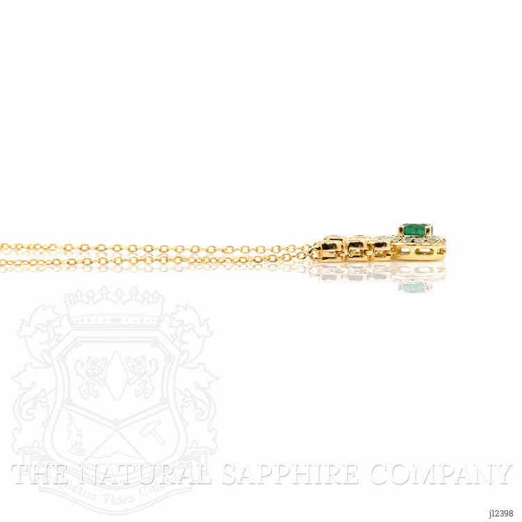 0.24 Ct. Emerald and Natural Diamond Accent Stones Necklace, 14K Yellow Gold