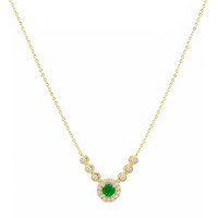 0.24 Ct. Emerald and Natural Diamond Accent Stones Necklace, 14K Yellow Gold Image