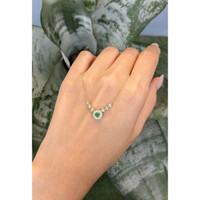 0.24 Ct. Emerald and Natural Diamond Accent Stones Necklace, 14K Yellow Gold Life Style