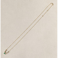 0.24 Ct. Emerald and Natural Diamond Accent Stones Necklace, 14K Yellow Gold Life Style