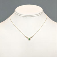 0.24 Ct. Emerald and Natural Diamond Accent Stones Necklace, 14K Yellow Gold Life Style