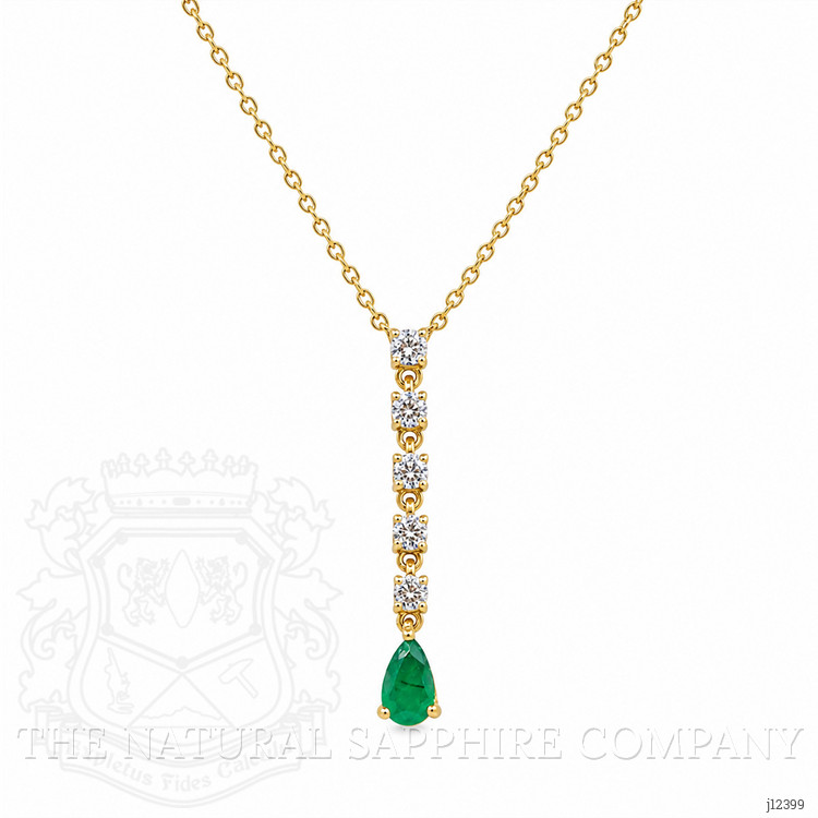 0.20 Ct. Emerald and Natural Diamond Bezel Necklace, 14K Yellow Gold