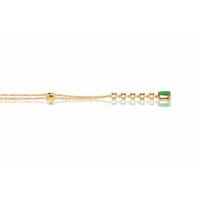 0.20 Ct. Emerald and Natural Diamond Bezel Necklace, 14K Yellow Gold Image